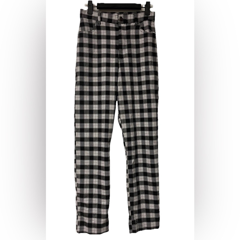 NWOT Hollister Ultra High Rise Pants Black and White Plaid Size XS Stretch